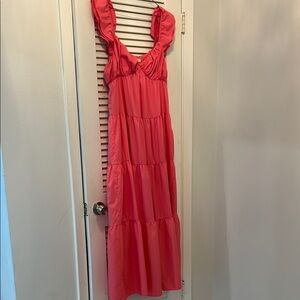 Free the Roses Coral Maxi Dress